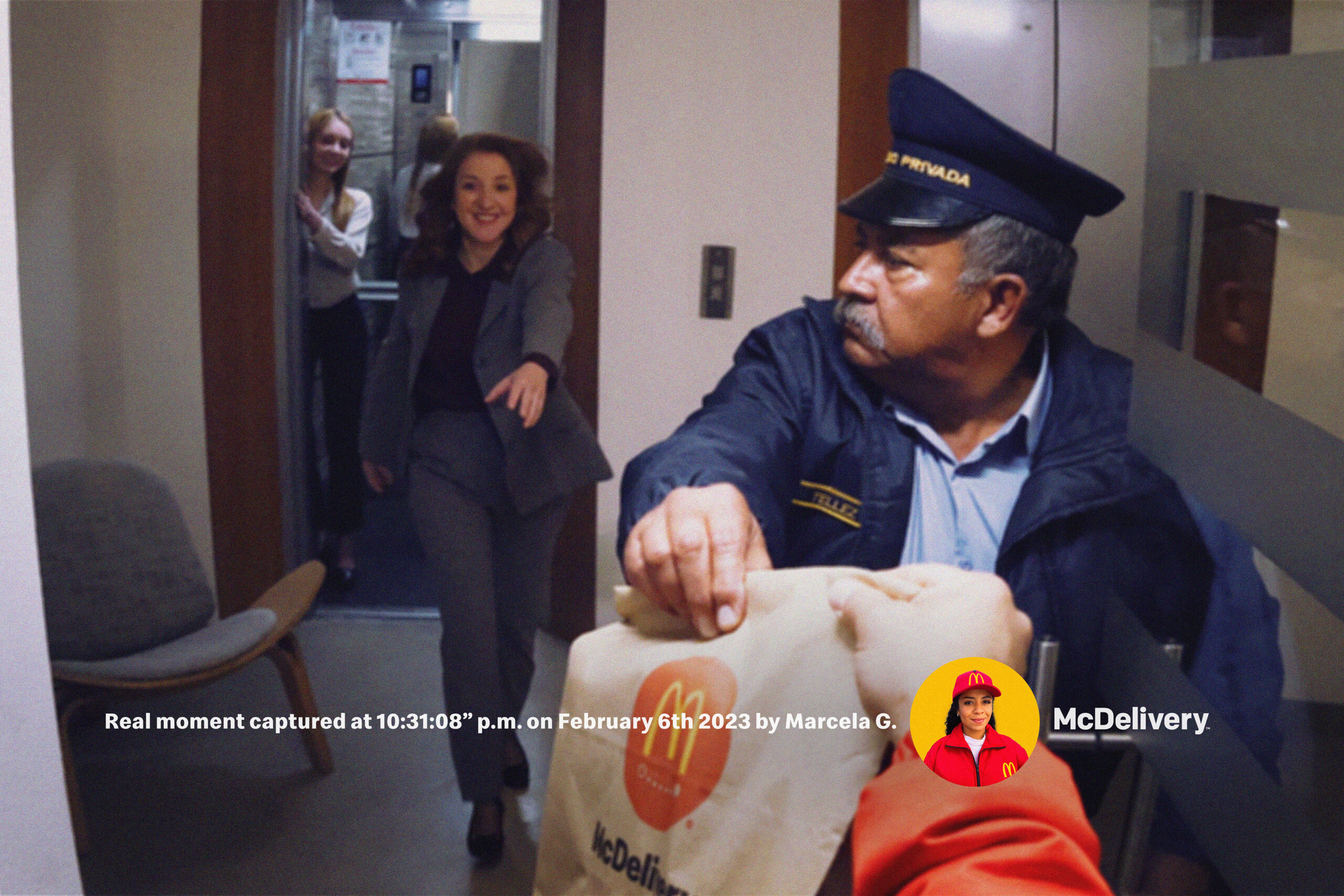 Man being handed McDonald’s food order